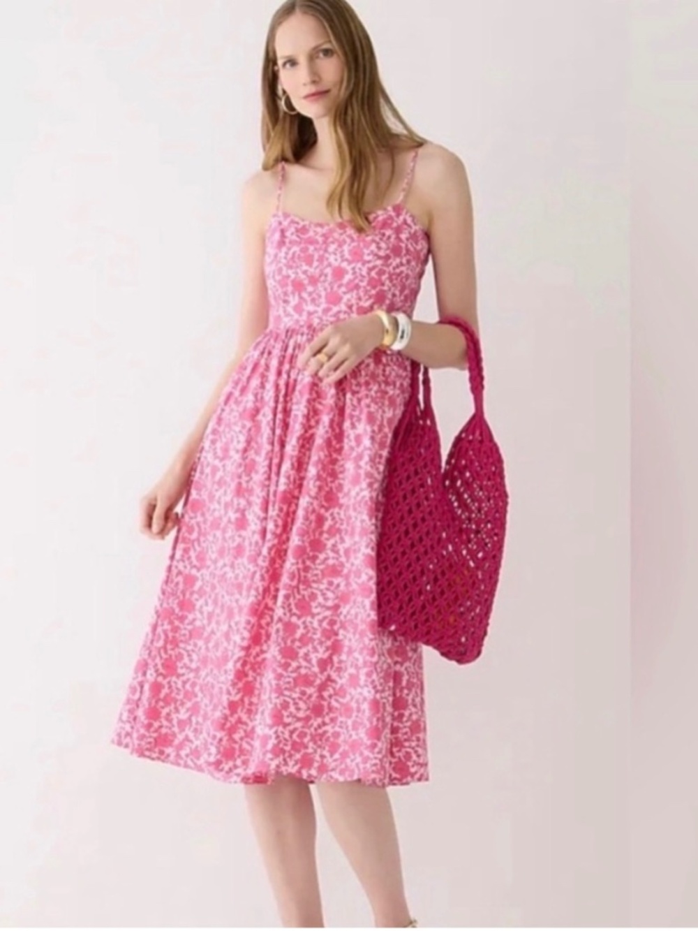 J.Crew A-line cotton poplin midi dress in rosebud floral, size 2